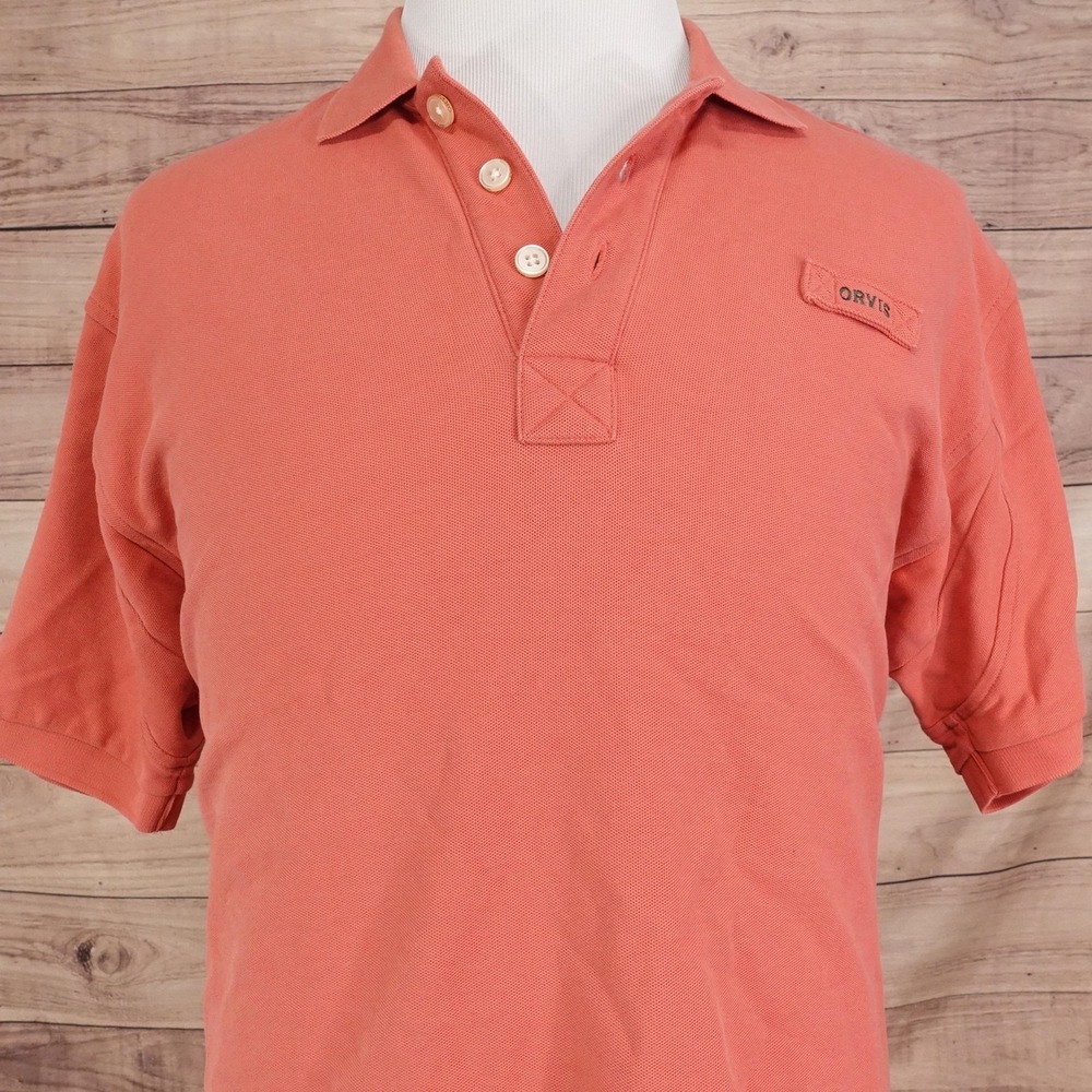 Orvis Polo Shirt Mens L 100% Cotton Short Sleeve Mesh